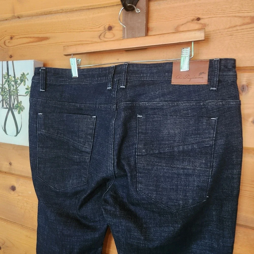 A. Tiziano Straight Dark Wash Laser Engraved‎ Denim Jeans Streetwear Urban Sz 38